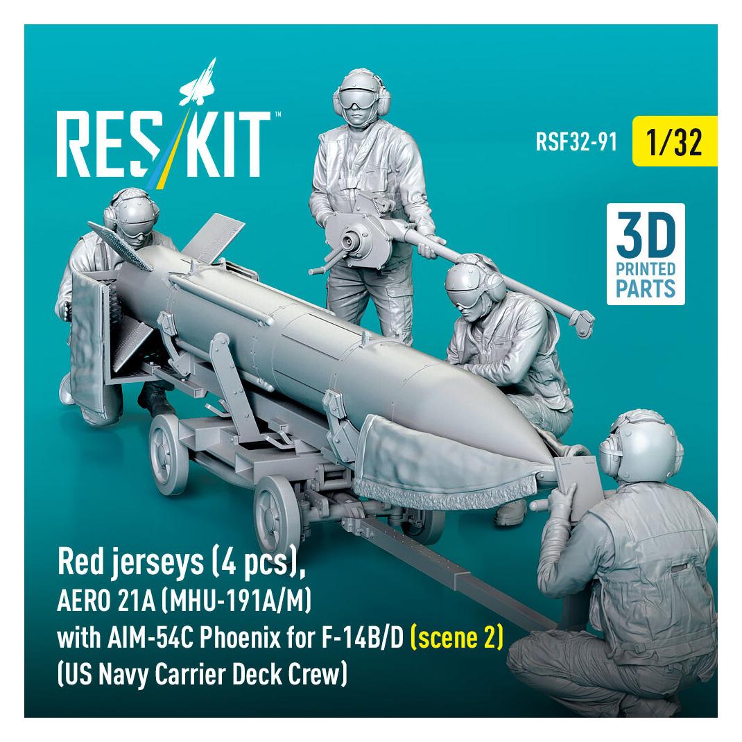 ResKit Red jerseys (4 pcs), AERO 21A (MHU-191A/M) with AIM-54C Phoenix for F-14B/D (scene 2) (US Navy Carri (RSF32-0091)