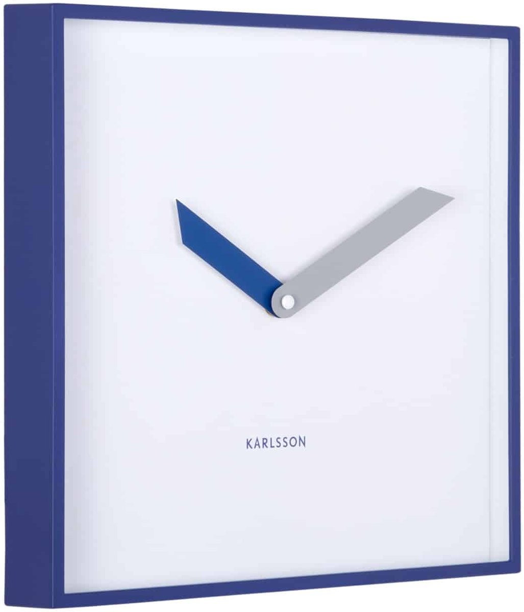 Karlsson Wandklok Cool Retro Cuadrado - Kobaltblauw - Analoog - B/D/H: 28,3 x 28,3 x 4,1 cm