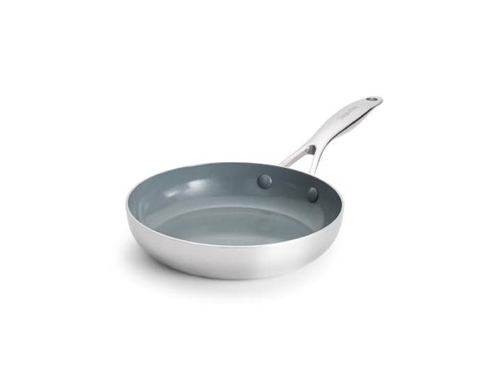 GreenPan Valencia Pro Bratpfanne aus Edelstahl, 20,3 cm, Induktionsgeeignet, verspiegelt, dreilagig, Keramik-Antihaftbeschichtung, PFAS-frei, PFOA-frei, mehrfach verkleidetes Kochgeschirr,