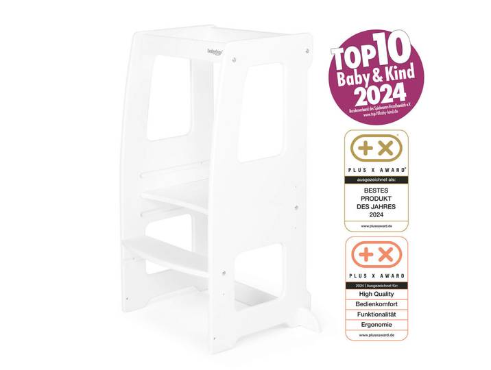 Tobi Lernturm, weiß lackiert, Holz, Buche, 62.6x92x42.5 cm, Babymöbel & Kindermöbel, Babyzimmer, Hochstühle, Lerntürme