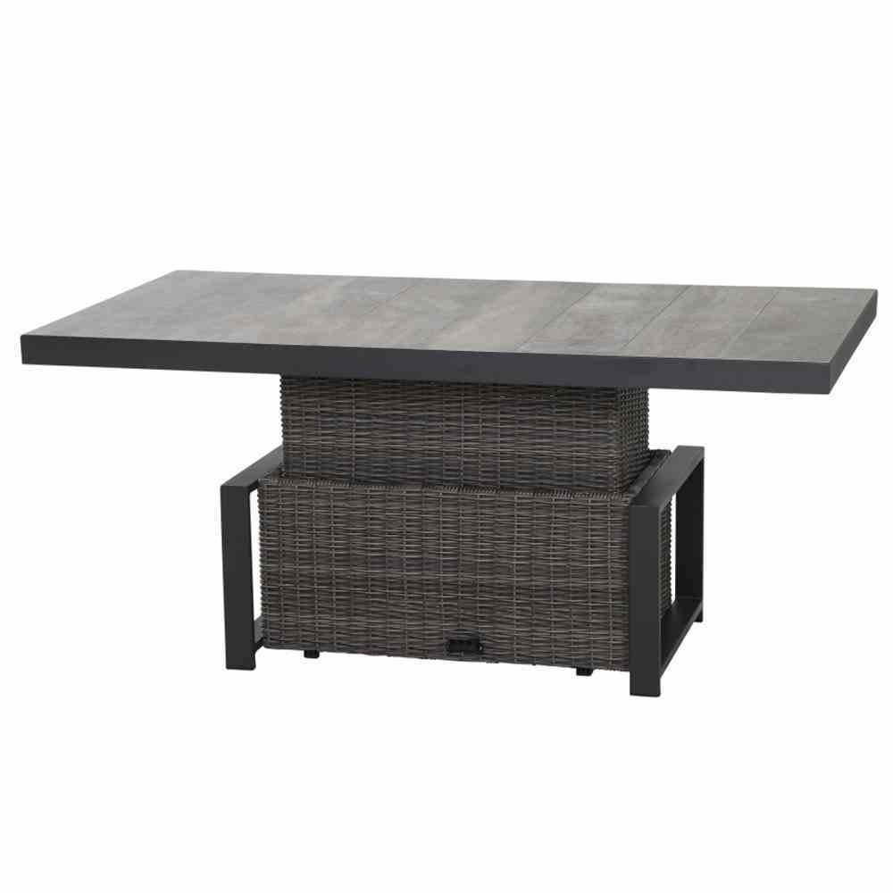 Siena Garden Corido Loungetisch 160 x 90 cm Gardino-Geflecht charcoal grey Keramik