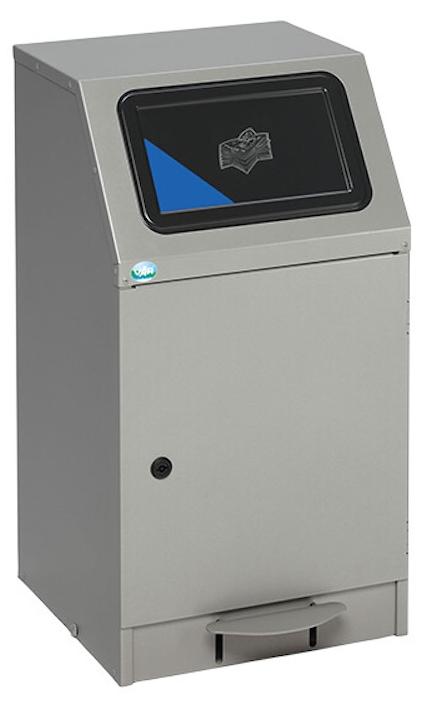 Selbstlöschender Wertstoffsammler mit Fußpedale | 43 Liter, HxBxT 76x40,5x47,5cm | Verzinkter Stahl | Grau