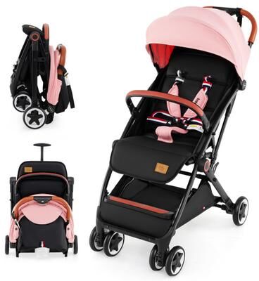 Costway Versatile Travel Stroller with Safety Harness, Smooth Suspension & Large Storage