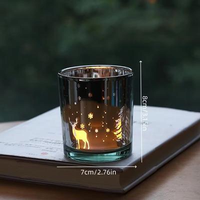 Inspired Finds Mini Christmas Tree & Elk Glass Candle Holder Festive Snowflake Candle Cup For Holiday Decor elk