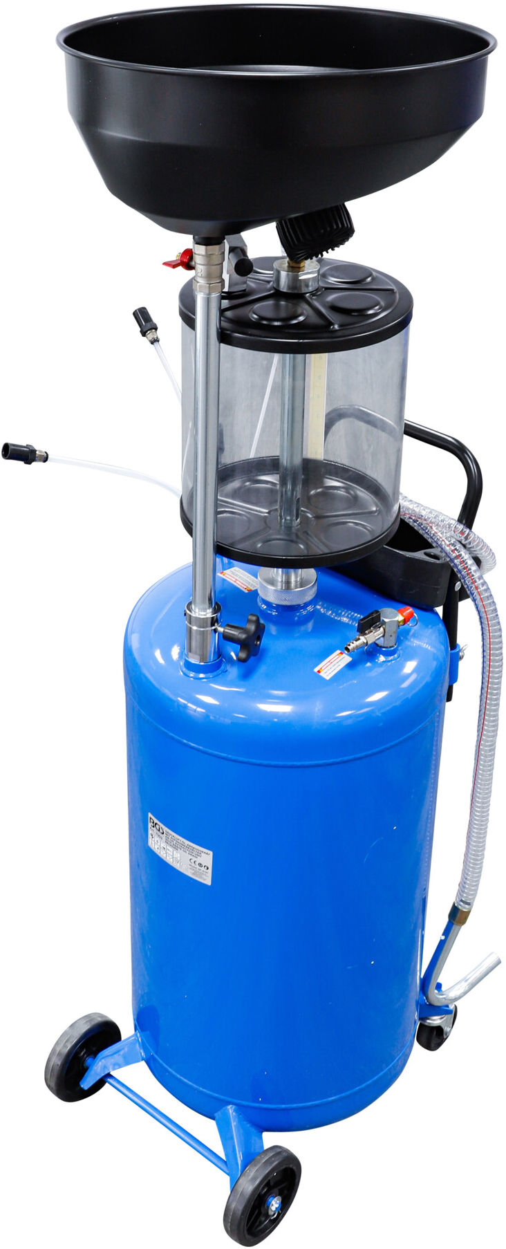 BGS Technic Druckluft-Öl-Absauggerät mit Altöl-Aufnahmebehälter 80 l aus Metall und Kunststoff für Ölwechsel mit verschiedenen Anschlüssen, 7003)