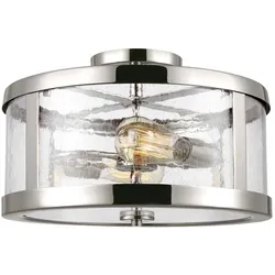 Deckenleuchte Lampe Wohnzimmerleuchte Stahl Glas Nickel D 38,1 cm 2 Flammig