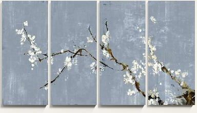 "Set of 4 Cornflower Sakura Blossoms Art - 50"" x 88"" - Ballard Designs"