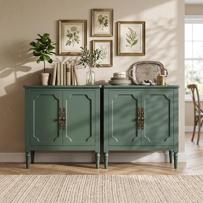 Royalcraft Farmhouse 2-Door Accent Storage Cabinet with Adjustable Shelf, Bronze Handles & Solid Wood Legs