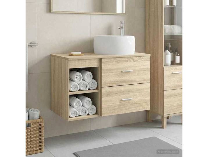 SALLE DE Bain COMPLETE - Ensemble de mobilier de salle de Bain - solide et durable - 2 pcs Chêne Sonoma_26ypf31y