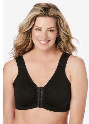 Plus Size Women's The Laurel - Seamless Comfort Front-Closure Bra by Leading Lady in Black (Size 2X)