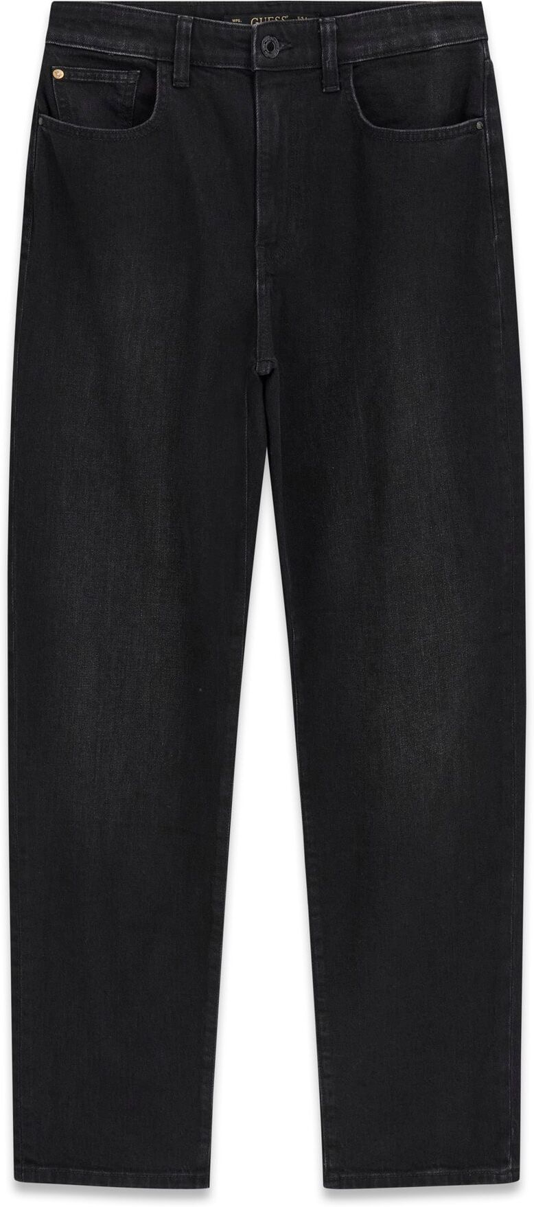 Mom-Jeans GUESS "NEW MOM", Damen, Gr. 32, Länge 31, schwarz (true schwarz used), Denim/Jeans, Obermaterial: 99% Baumwolle, 1% Elasthan, unifarben, mom fit lang, Jeans Mom-Jeans, aus Baumwollmix mit Stretch true schwarz used 32, Länge 31