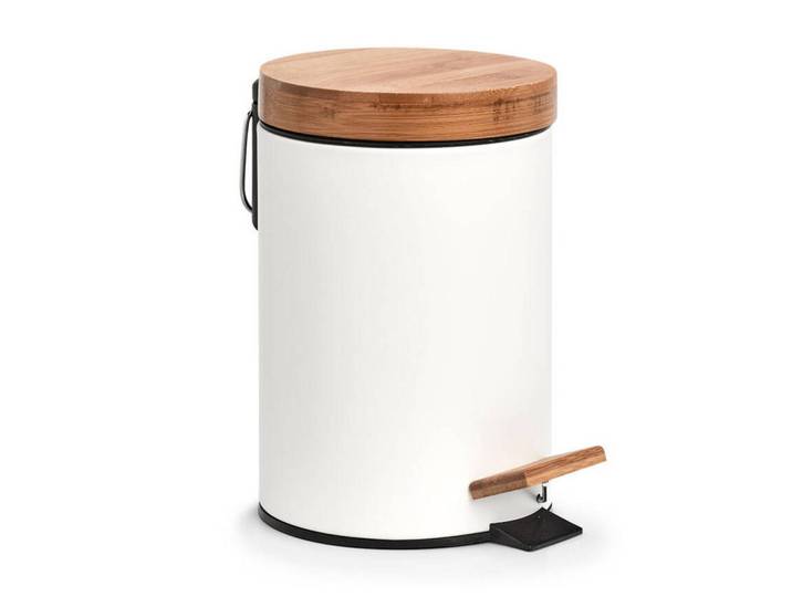 Kosmetikeimer Ø 16,8 cm, Weiß, Metall, 16.8x24x16.8 cm, Badaccessoires, Abfalleimer