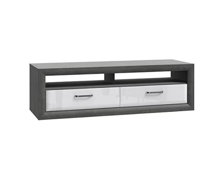 Newroom TV Lowboard Betonoptik weiß Hochglanz TV Schrank Wohnzimmer
