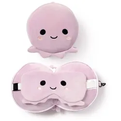 Relaxeazzz Adoramals Oktopus Plüsch Reisekissen & Schlafmaske
