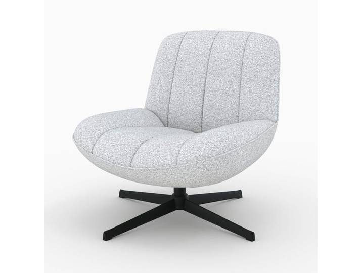 Fauteuil pivotant en tissu bouclé gris chiné - Elvis - Maison Pavane