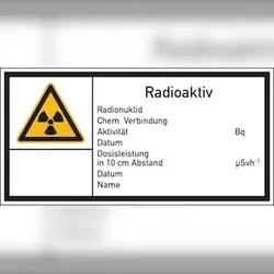 König Werbeanlagen Warnschild Strahlenschutz Radioaktiv (E10) - 148x74 mm Folie selbstklebend
