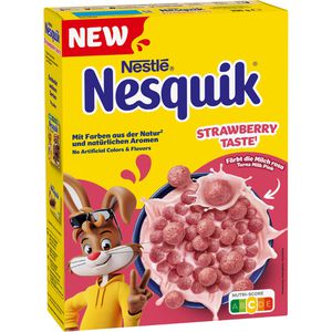 Nesquik Cornflakes Strawberry Taste, 330 g, laktosefrei & vegan, aus Getreide mit 52% Vollkornanteil