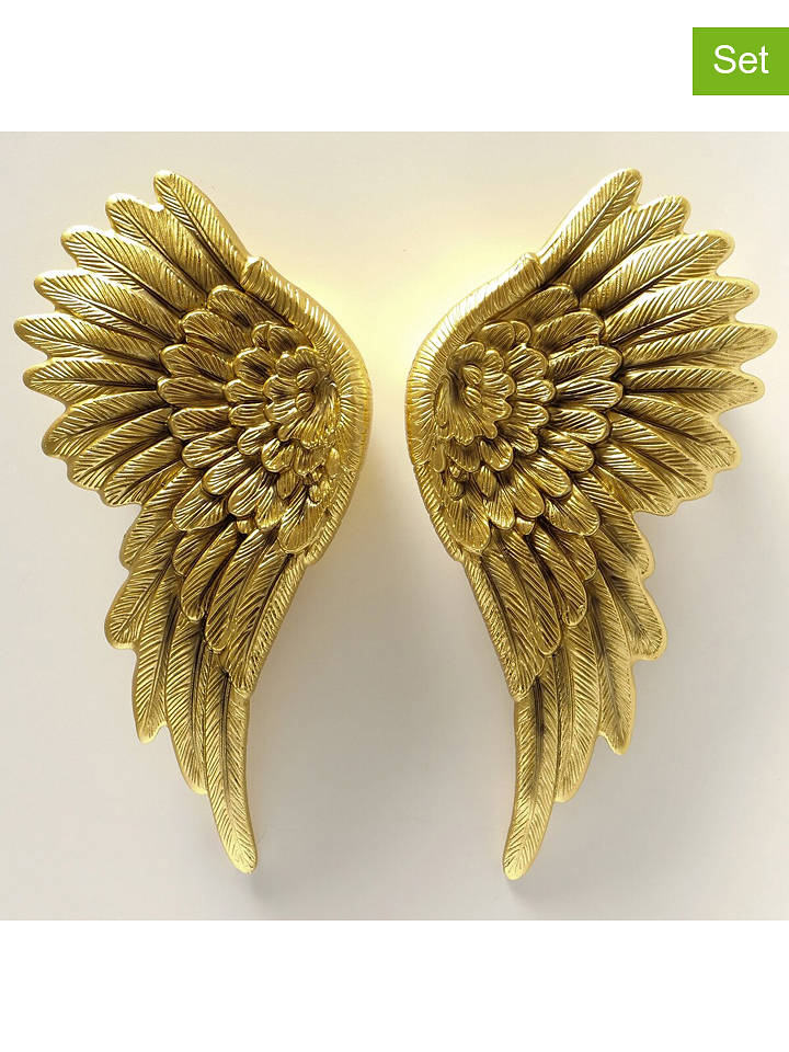 Boltze 2er-Set: Wandobjekte "Angel" in Gold - (H)36 cm - onesize