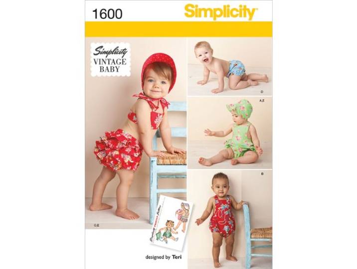 Simplicity us1600.a maat A baby's vintage romperset