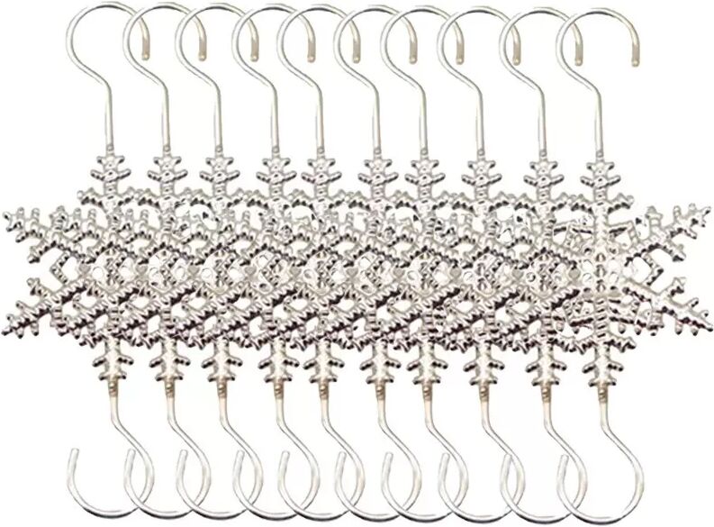 INF Schneeflocken-Ornamenthaken – 10er-Set Metall-Hängehaken für Weihnachtsdekorationen Silber