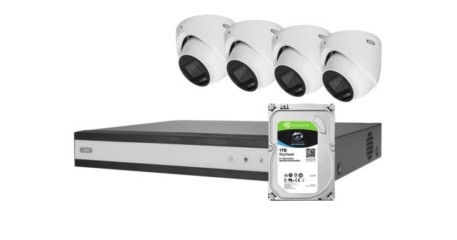ABUS Analog-Video-Set: 4 Mini-Dome-Kameras + Rekorder 1TB