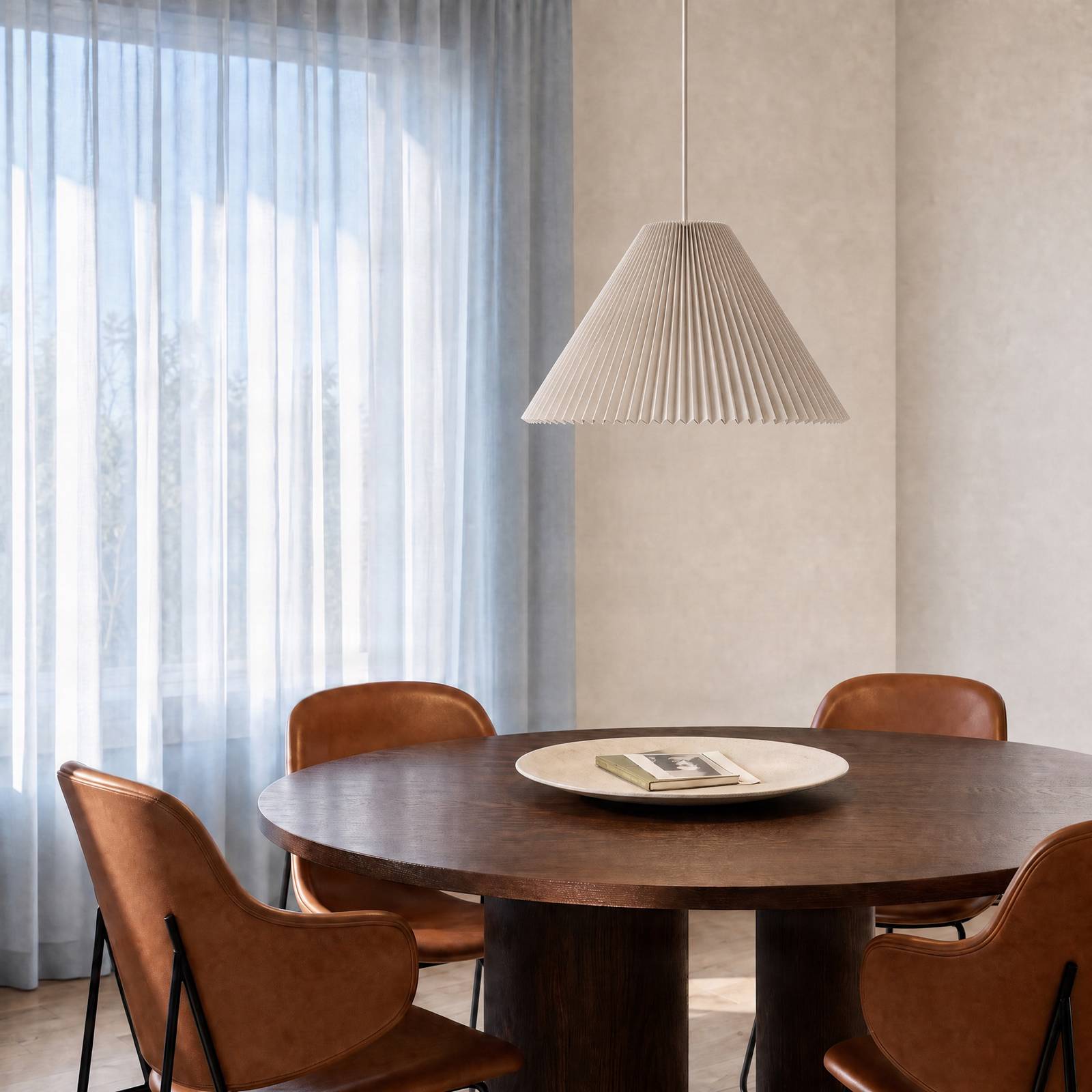 Hängelampe Percy NOLA, dimmbar, creme / amber, für Wohn- / Esszimmer, Textil / Stoff / Seide, Modern, Pendelleuchte