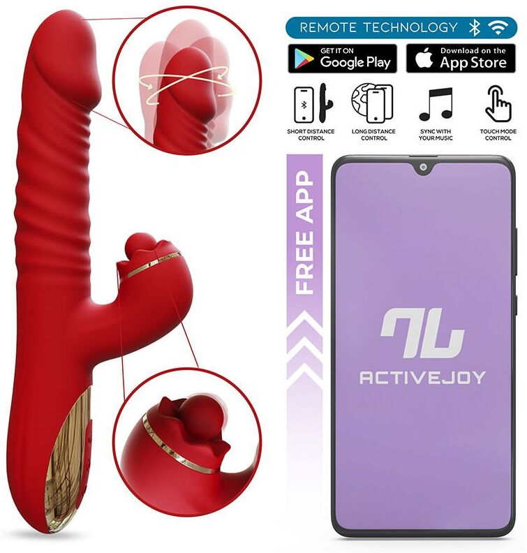 Intoyou Ascen - Vibromasseur Rabbit - Vibromasseur à poussée et ondulation avec application - Rouge