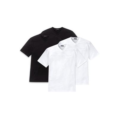 T-Shirt SCHIESSER "T-Shirt American T-Shirt 4er Pack", Herren, Gr. M, schwarz (schwarzweiß), Obermaterial: 100% Baumwolle CO., Shirts T-Shirt