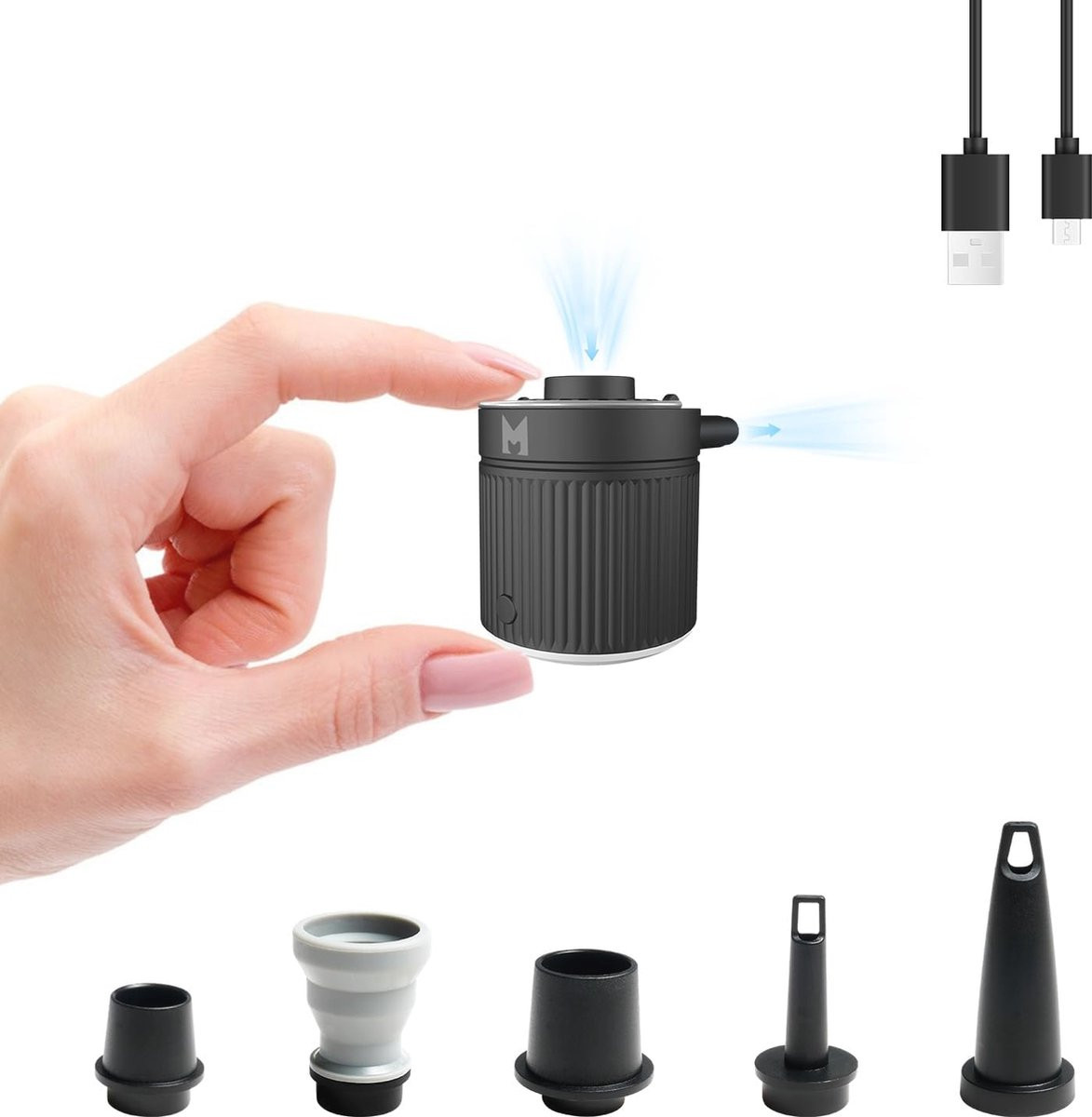 Draagbare Elektrische Luchtpomp - Mini Opblaaspomp met USB-C Oplader voor Luchtbedden en Zwemringen