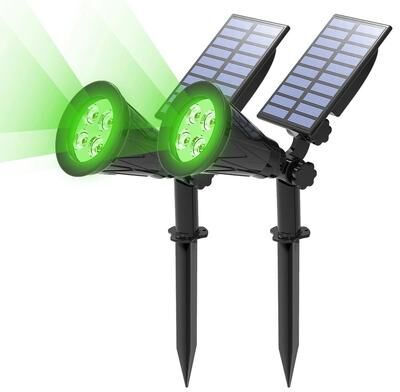 Uplift Picks Green Solar Spotlights For Bright Waterproof Garden Wall Landscape Accent Lighting 2 Pcs