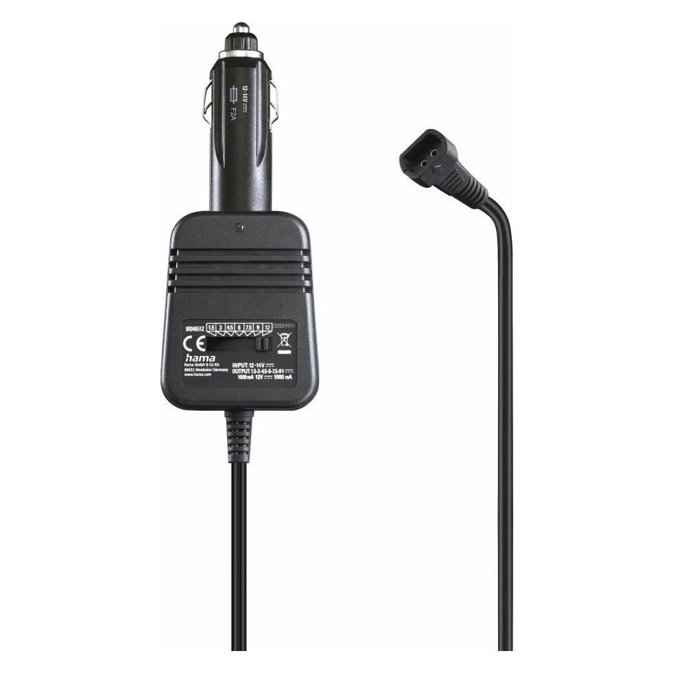 Hama Netzteil für Kfz, einstellbar, 1000mA, 12W, max. 12V, stabilis., 8 Adapter (00223401)