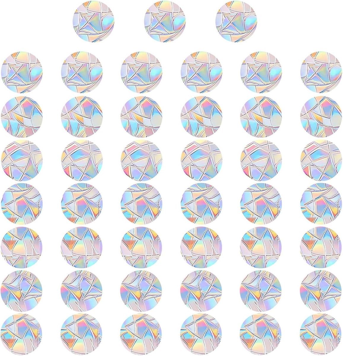 SnelShoppen 45 Stuks Ronde Vogelstickers voor Raambescherming - Multicolour Prisma Zonnevanger en Anti-botsing Raamfolie