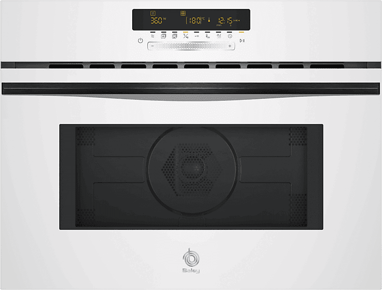 Horno compacto con microondas- Balay 3CW5179B3, Serie Cristal, Multifunción, Aquálisis, 44 l, Función Aire caliente, Control Deslizante, 60 cm, Blanco