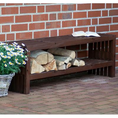 Kaminholzregal DOBAR "Svensson", braun, B:138cm H:45cm T:31cm, Holzwerkstoff, Kaminholzlager, Kaminholzregal, Gartenbank mit Stauraum