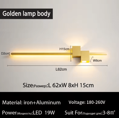 Inspire Curations Modern Black Gold LED Wall Sconce gold 62cm warm Light