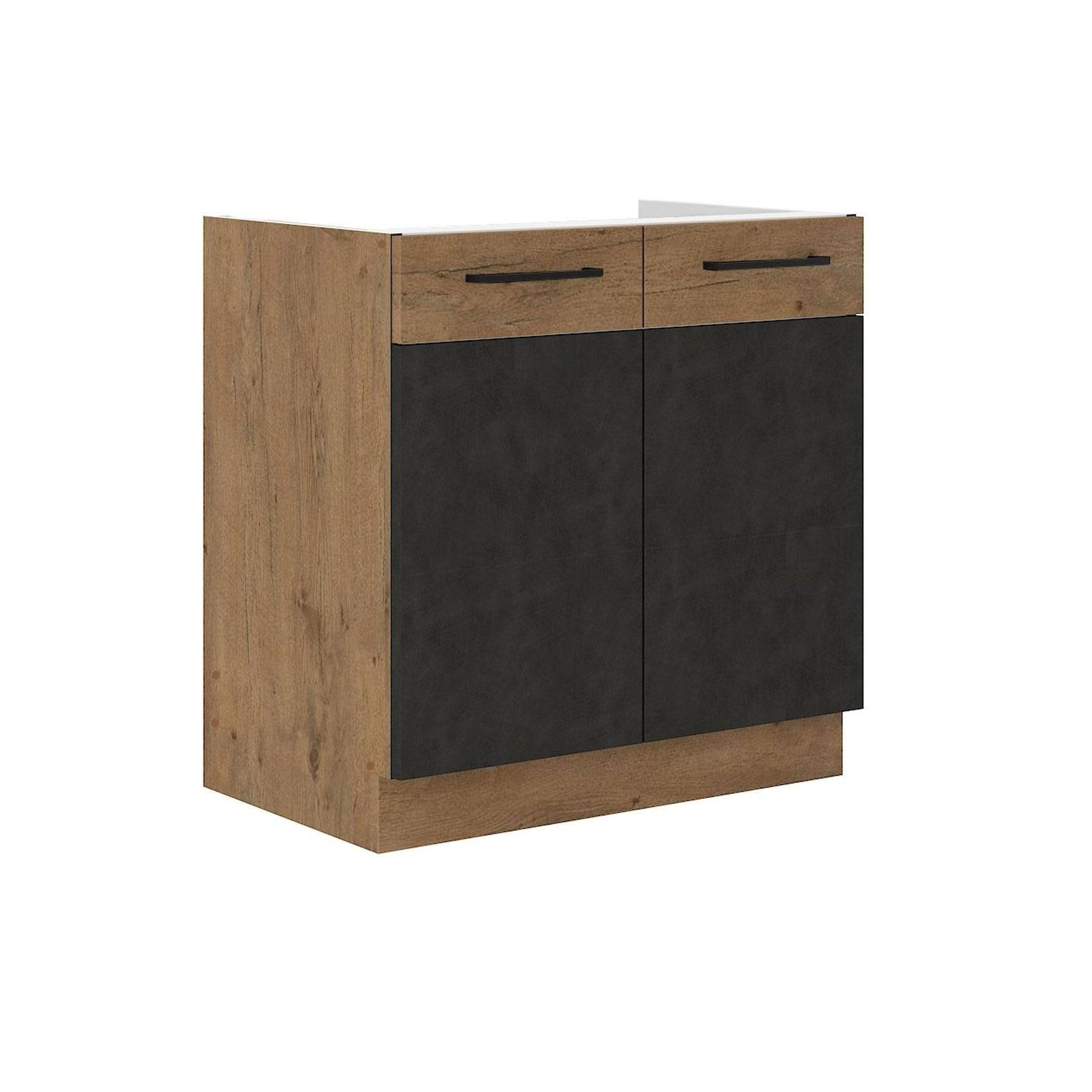 Vigo Spülenschrank 80cm Eiche Lancelot Matera Grau Küchenzeile Küchenblock Küche