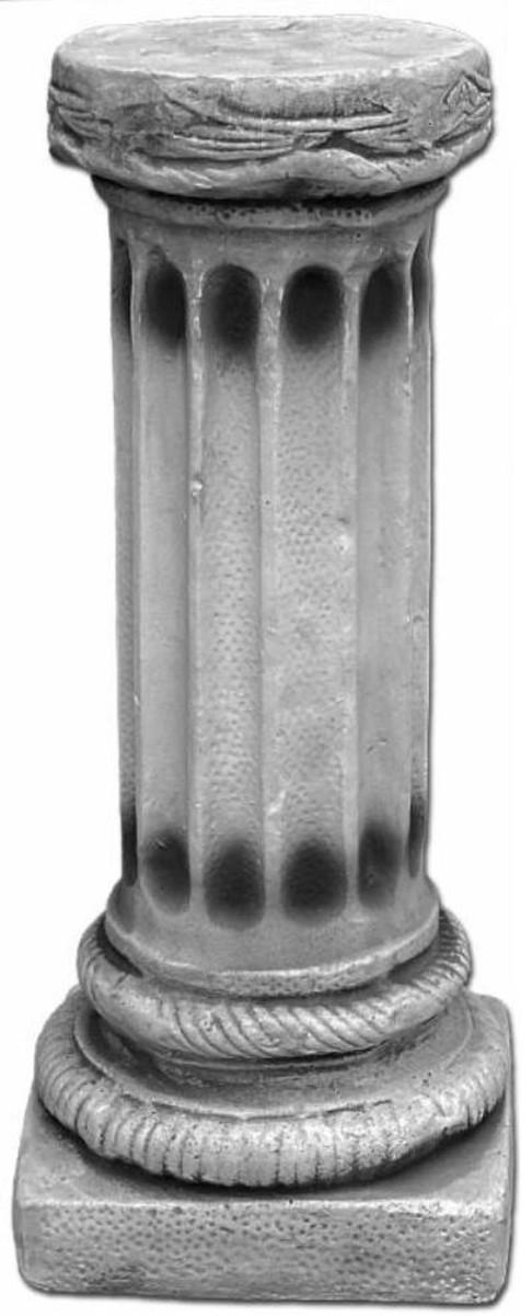 Casa Padrino Barock Säule Grau 19 x 19 x H. 47 cm - Prunkvolle Gartensäule im Barockstil - Gartendeko Stein Säule - Barock Garten & Terrassen Deko Accessoires