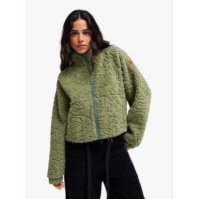 Fleecejacke ROXY "BLURRY CLOUD", Damen, Gr. XXL, grün (oil grün outline), Obermaterial: 100% Polyester, normal, Jacken Fleecejacke, für kühle Tage, aus Polyester, leichtes Material, sportlicher Stil