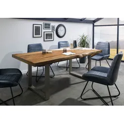 Baumtisch Mango 240x100x77 natur lackiert / U-Beine silber matt FREEFORM 5