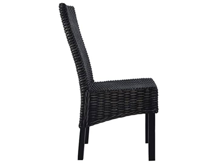 HKLGBVCR Essstühle, 6 Stück, Schwarz, Rattan, Kubu und Mangoholz Kubu-Rattan, Mangoholz, authentische Webart, leicht zu reinigende Sitze, 110 kg pro Sitz