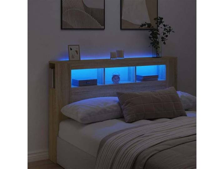 Tête de Lit à LED Tête de Cadre de Lit Accessoire de Lit Double Meuble de Chambre à Coucher Maison Intérieur 837353