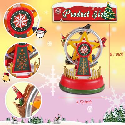 Inspired Living Holiday Carousel LED Music Box Light Up Christmas Village Tabletop Decoration ferris Wheel