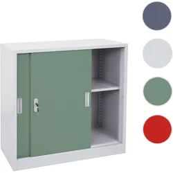 Aktenschrank Boston HWC-F41, Stahlschrank Büroschrank, mit abschließbaren Schiebetüren 90x90x45cm ~ grün