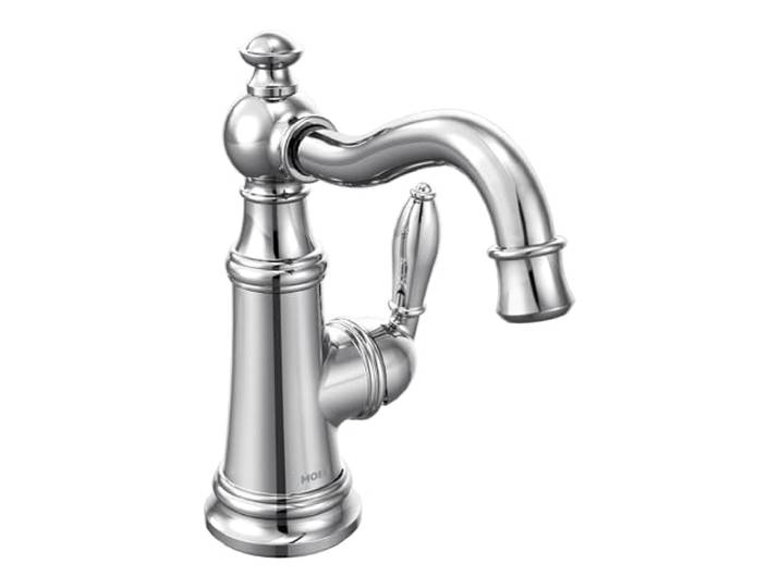 Moen S42107 Weymouth Einhand-Armatur mit hohem Bogen für Badezimmer, Chrom
