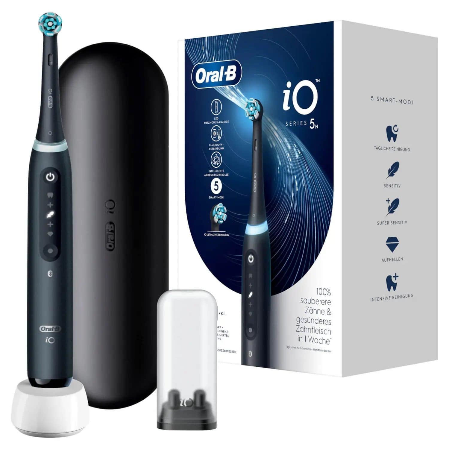 Oral-B iO Series 5 Vibrierende Zahnbürste für Erwachsene (Schwarz) jetzt inkl. SPARFESTIVAL-Bonus* 415107