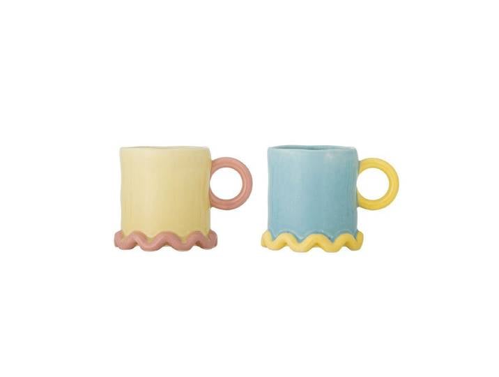 Becher-Set Marina – Handbemalte Farbakzente mit gewelltem Fuß (2er-Set) - Bunt - Luxusbetten24
