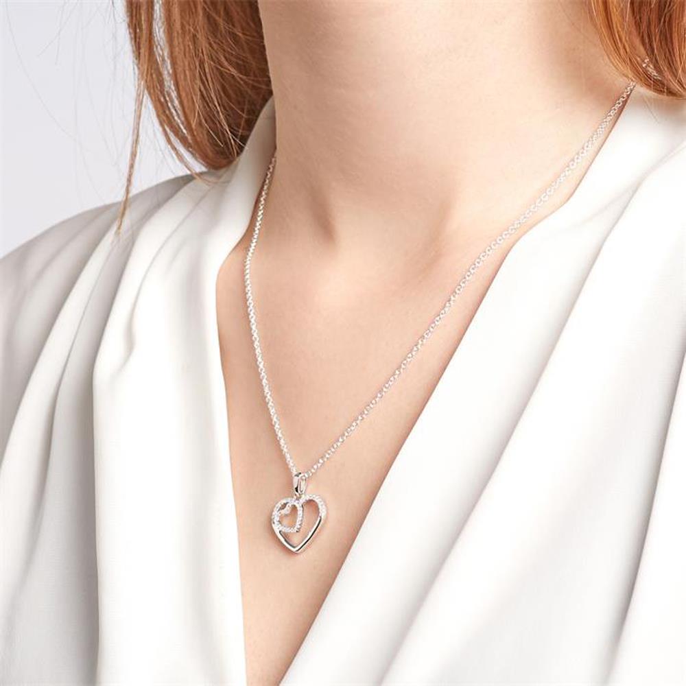 Unique Silberanhänger zwei Herzen Zirkonia rhodiniert silber