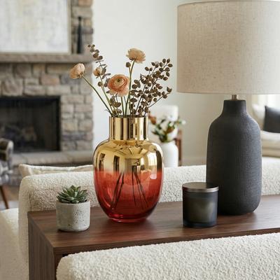 Sagebrook Home Glass Metallic Vase -Pink and Gold Flower Vase