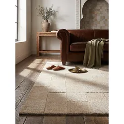 Wollteppich kariert Natur 200 x 290 cm - DEBEN   Kadima Design