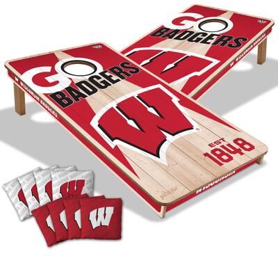 Skip's Garage Wisconsin Badgers NCAA 2x4 Cornhole Board Set